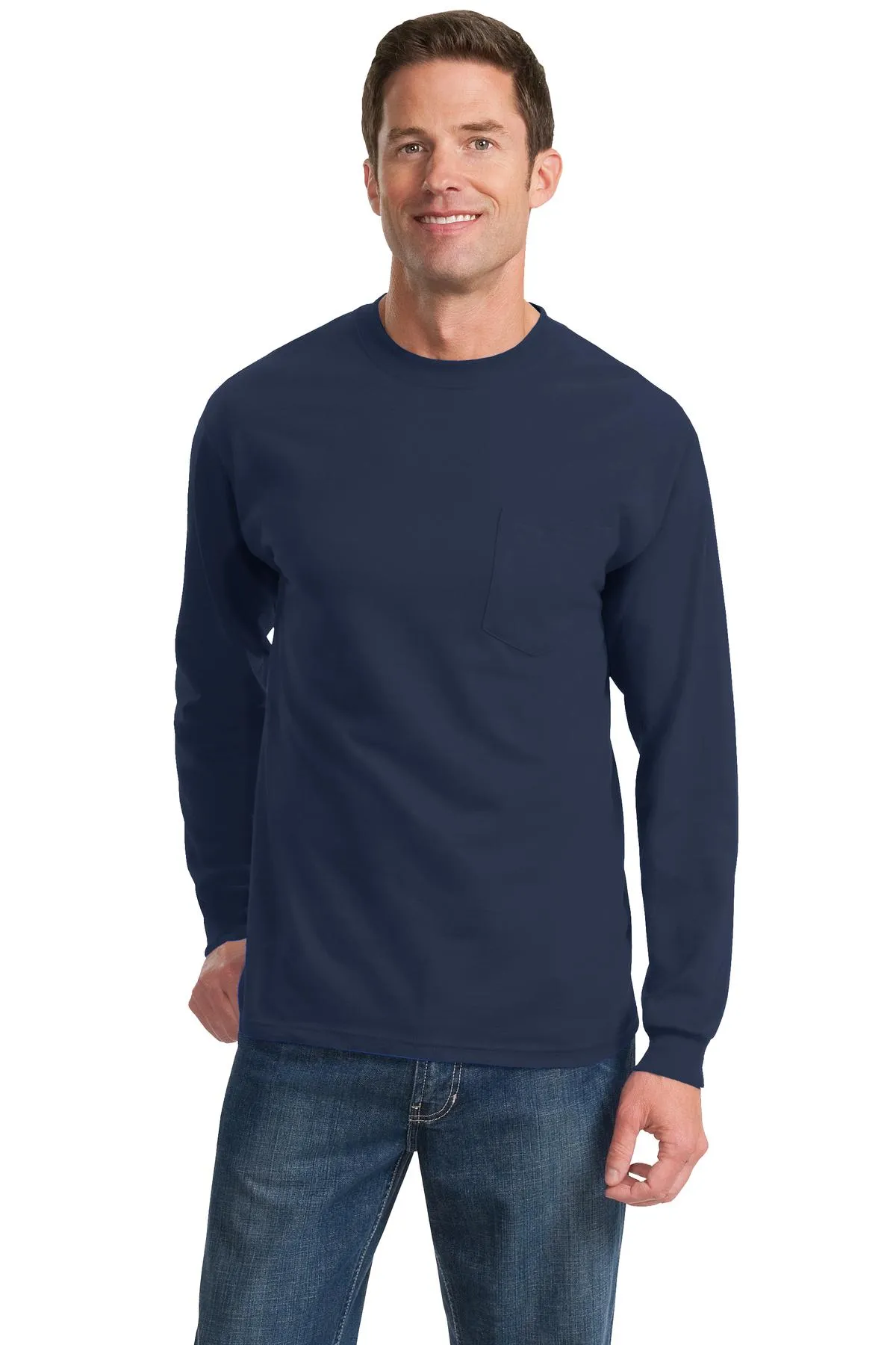 Port & Company® - Long Sleeve Essential Pocket Tee.  PC61LSP