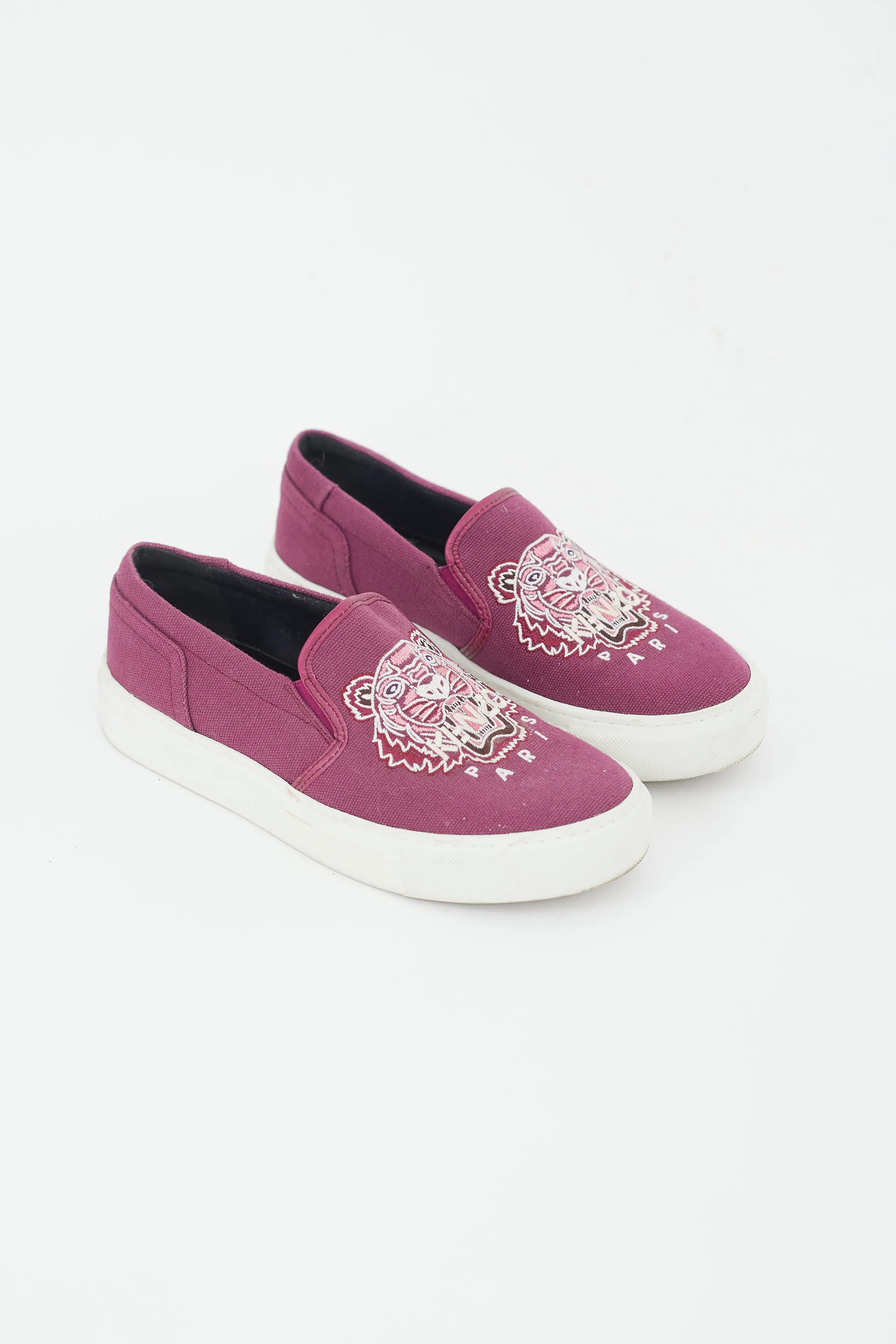 Purple & Multicolour Embroidered Slip On Sneaker