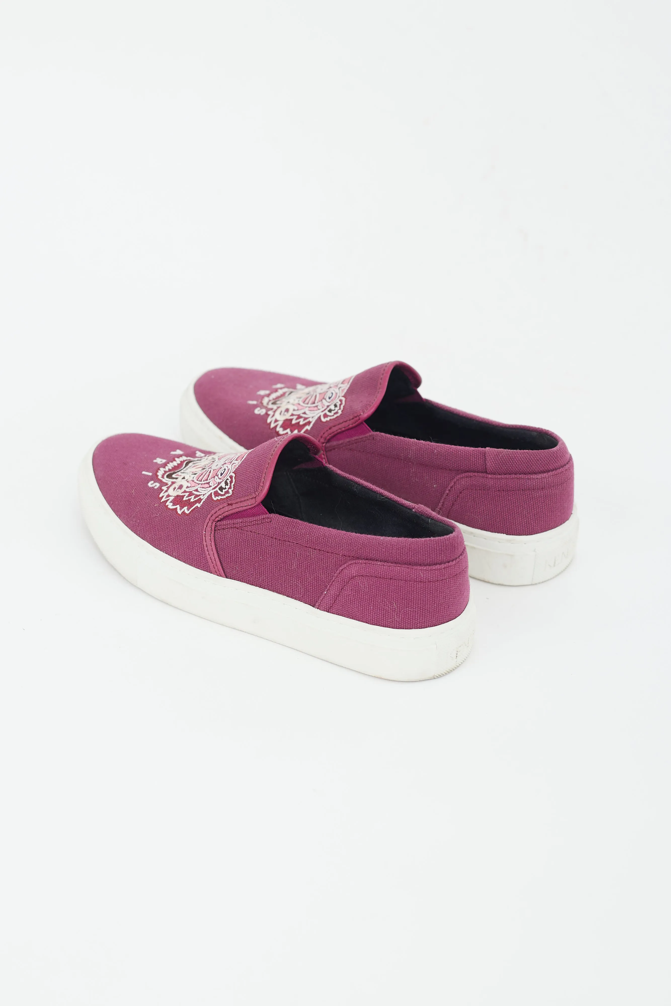 Purple & Multicolour Embroidered Slip On Sneaker