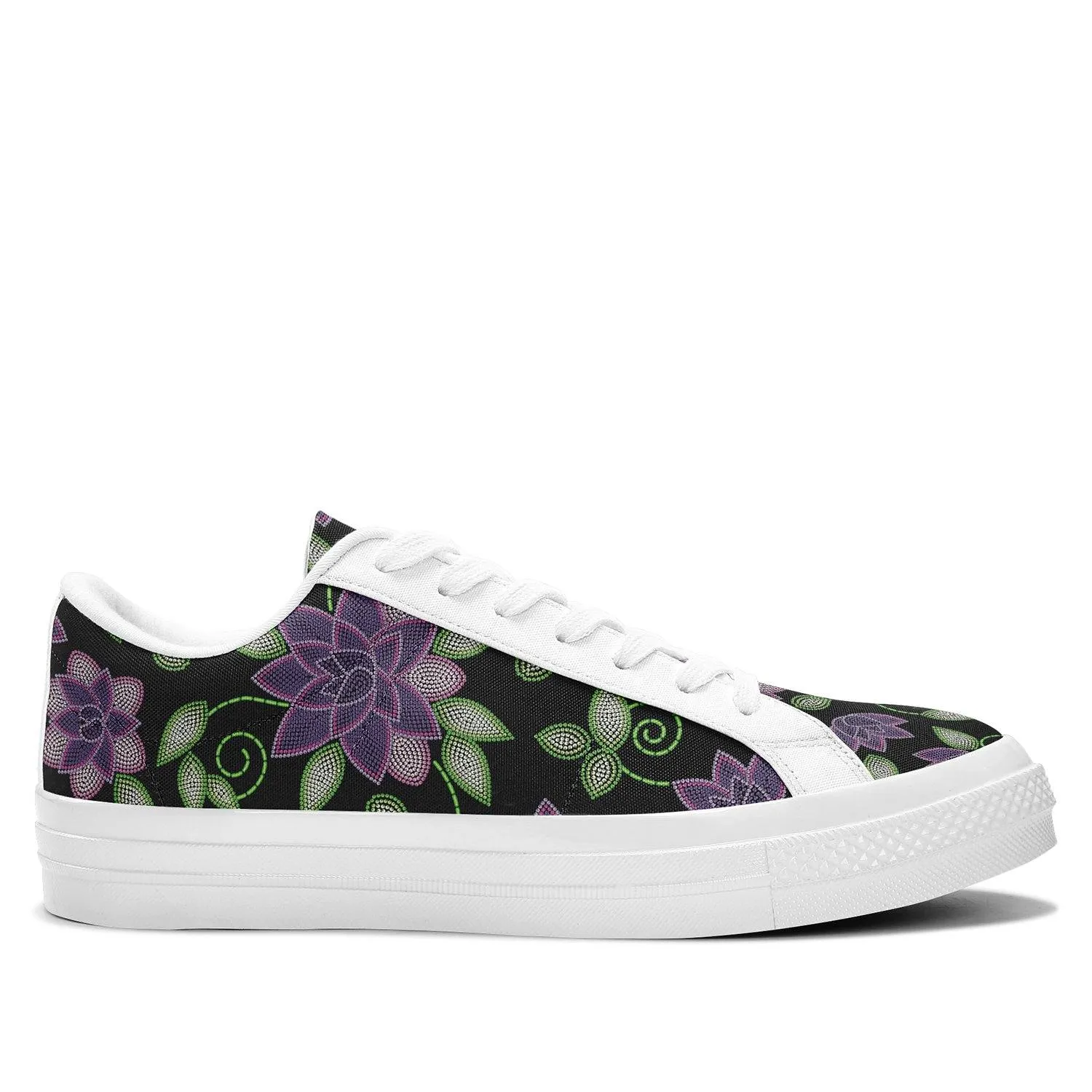 Purple Beaded Rose Aapisi Low Top Canvas Shoes White Sole