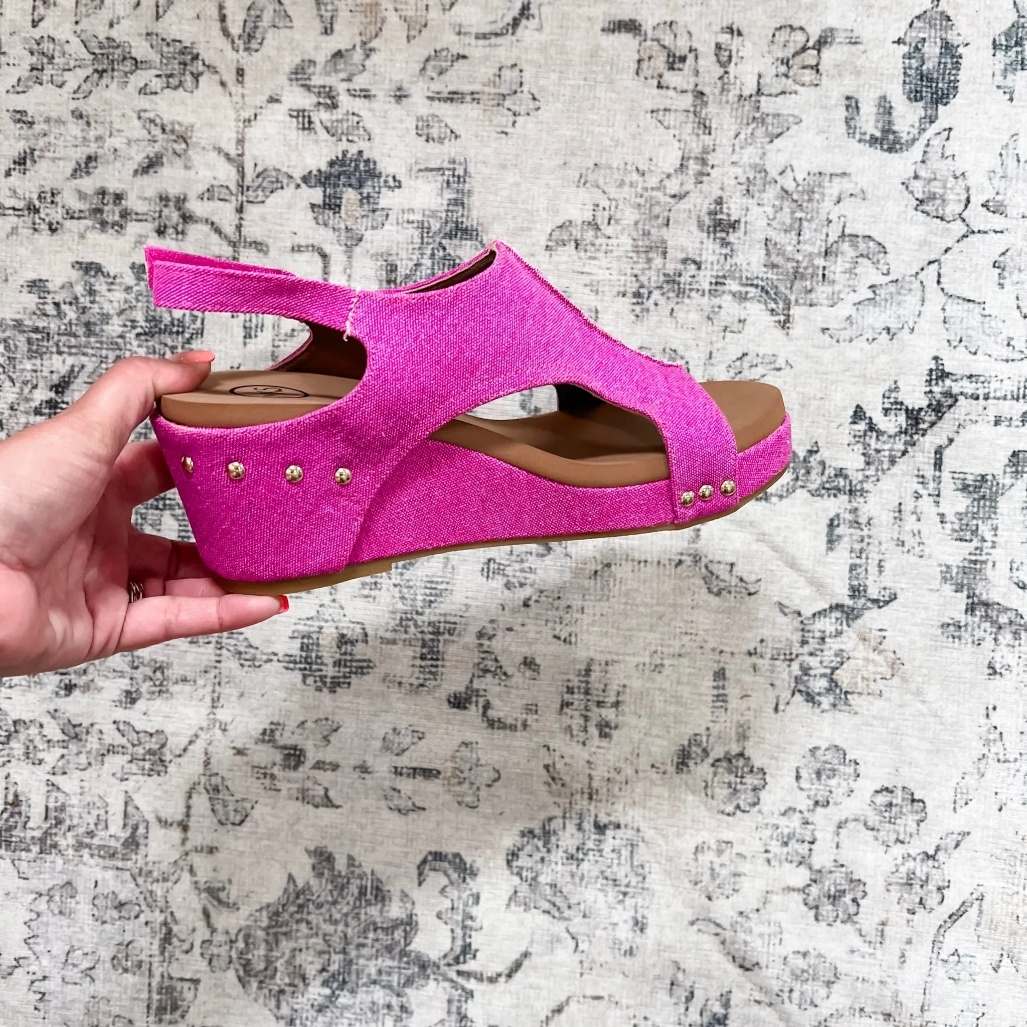 "Melissa" Canvas Wedge Sandal (Fuchsia)