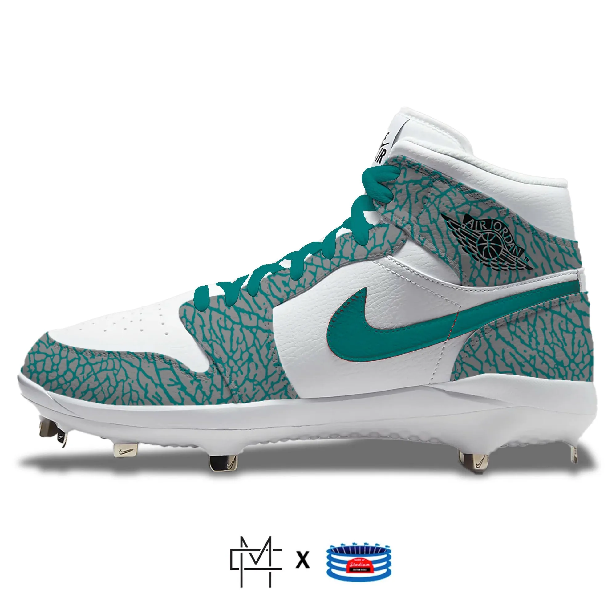 "Teal Elephant" Jordan 1 Retro Cleats