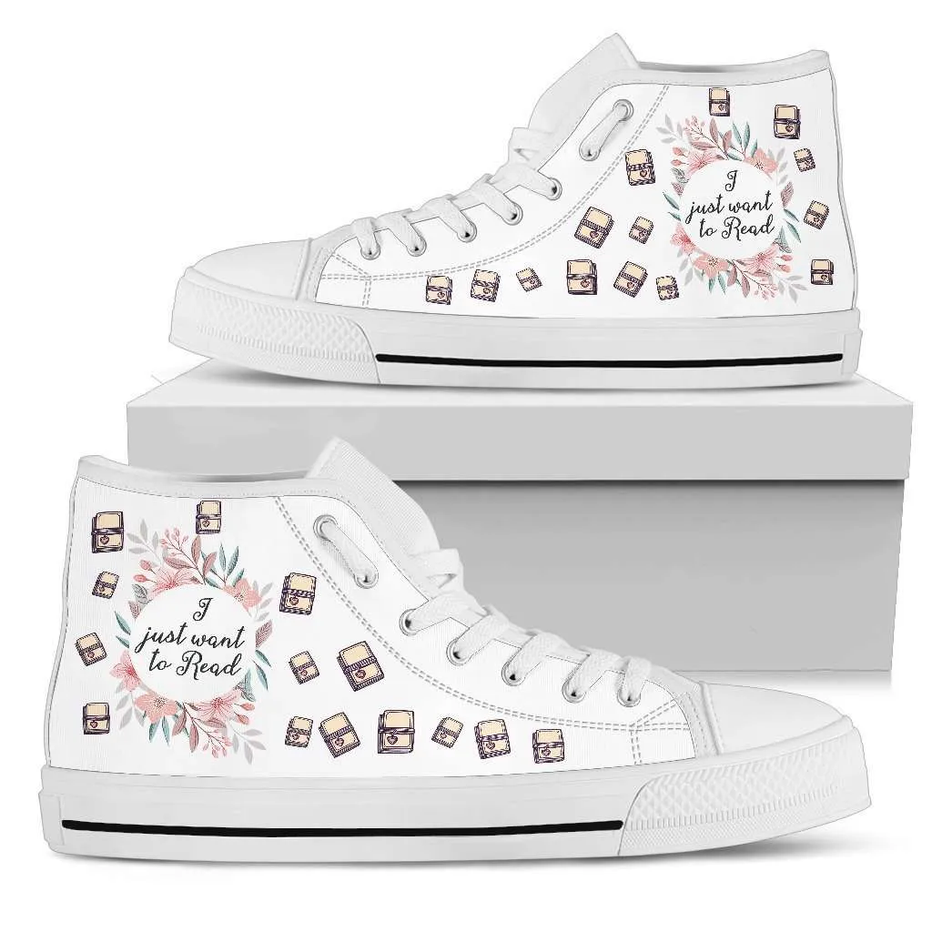 "Want to read"Bookish high top women's shoes