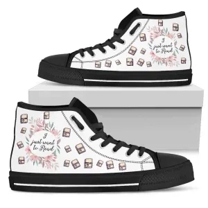 "Want to read"Bookish high top women's shoes