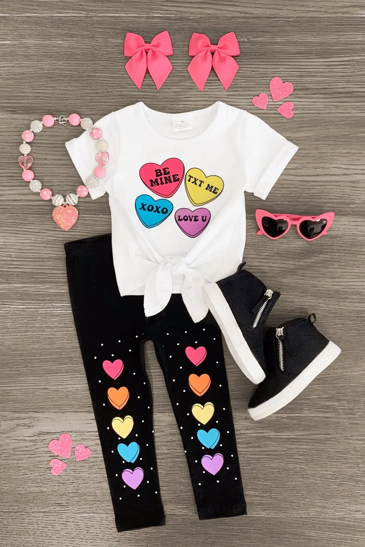 Rainbow Candy Hearts Legging Set