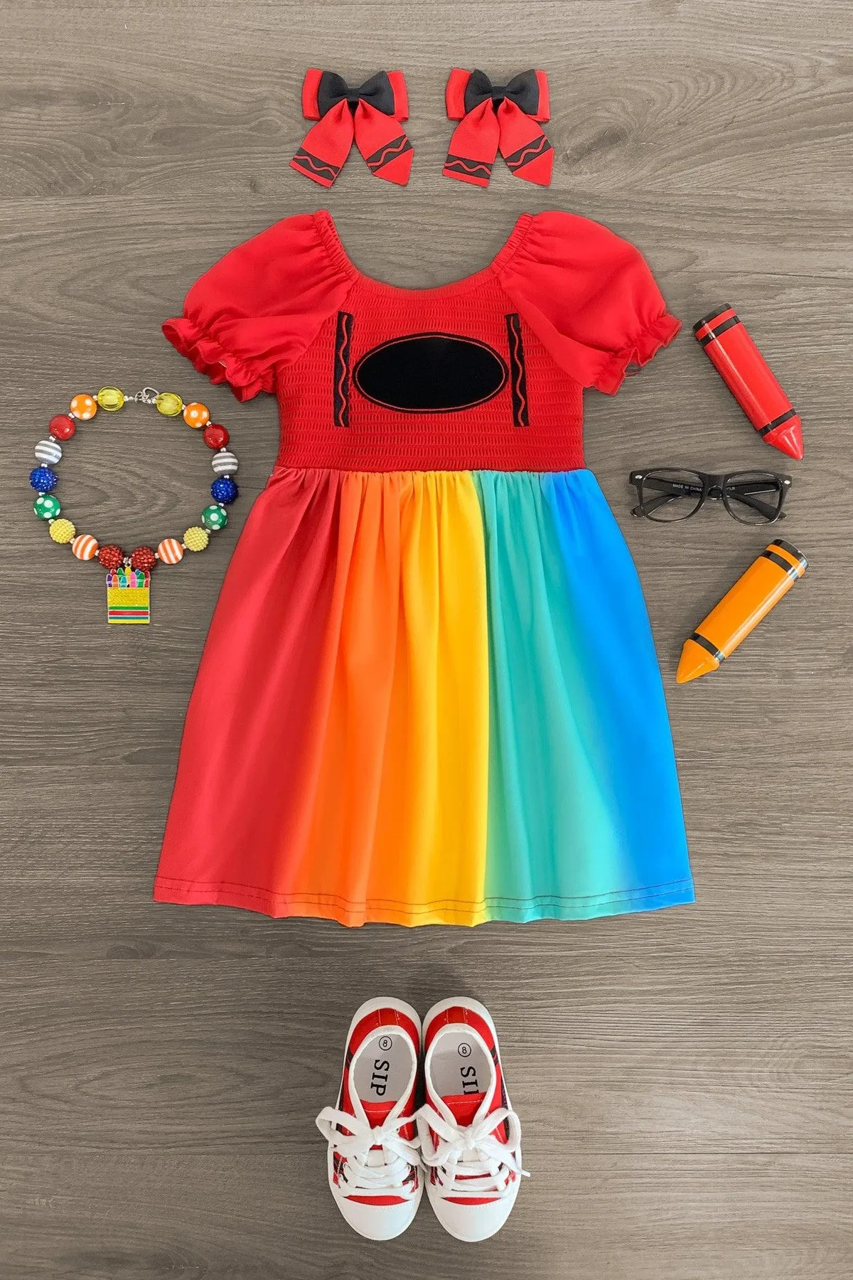 Red Rainbow Crayon Dress