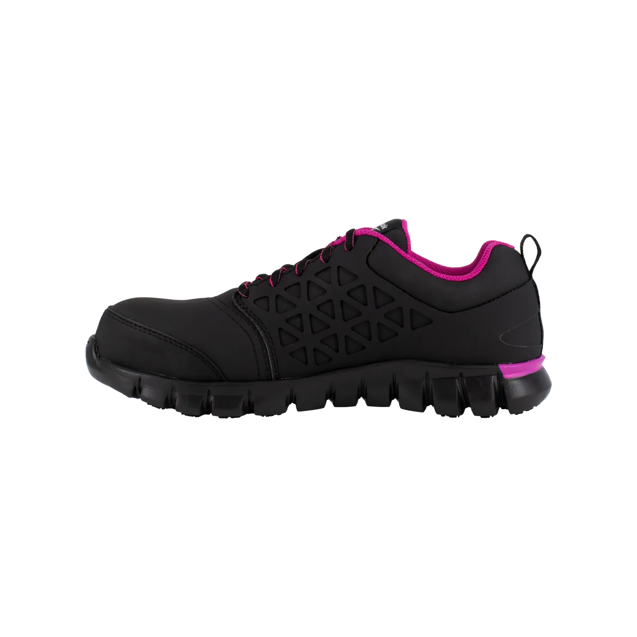 Reebok Work RB491 Women's Sublite Composite Safety Toe Cushion Athletic Shoe - Black and Pink