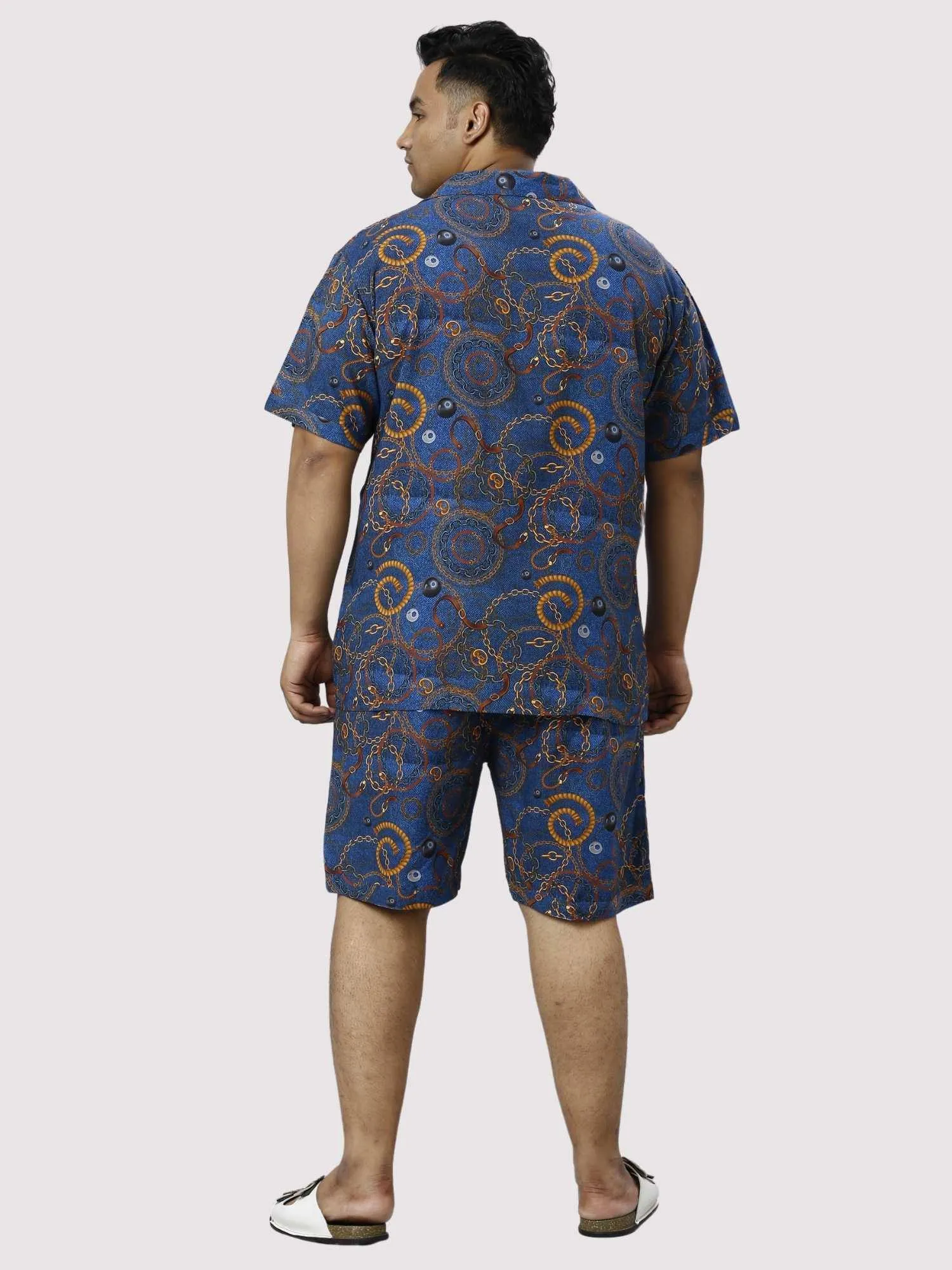 Royal Chains Digital Printed Half Co-ords Set Men's Plus Size