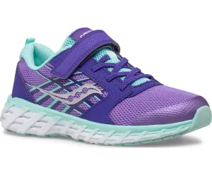 Saucony Big Kid's Wind 2.0 A/C Sneaker (Sizes 10.5 - 7) - Purple/Turquoise