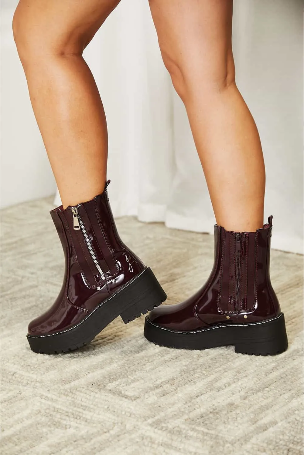 Side Zip Platform Boots