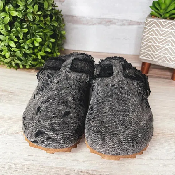 Sohiwoo  Women's Casual Simple Canvas Cover Toe Slippers