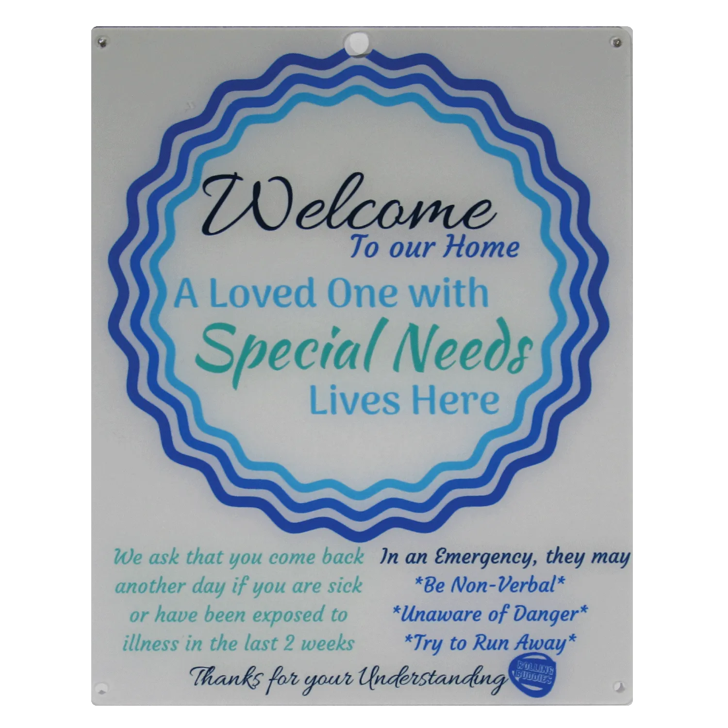 Special Needs Child Door Sign - Blue