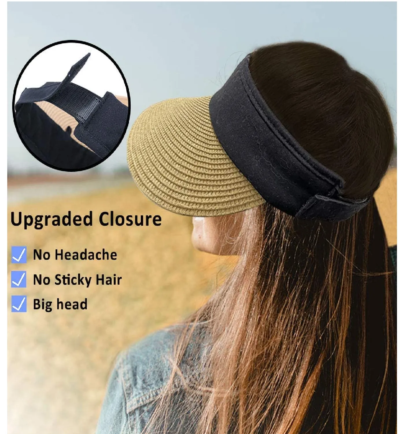 Straw Hat With Visor For Women | Wide Brim Summer UV Protection