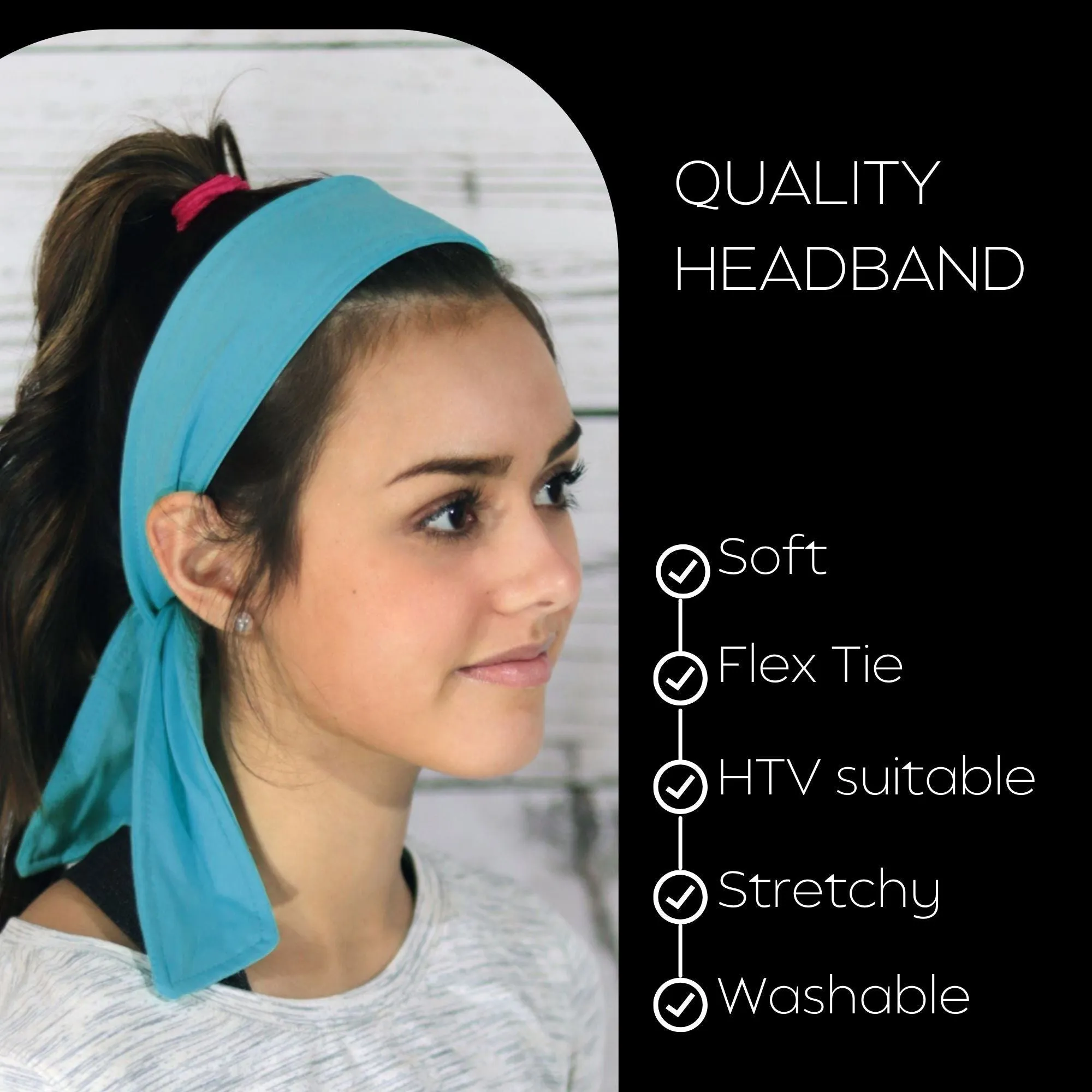 Teal Tie Headbands - 12 Pack