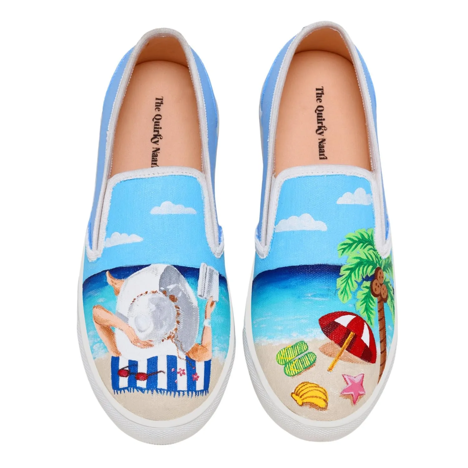 THE QUIRKY NAARI Beach Breeze Slipons for A Stylish Touch | Blue | 8 UK