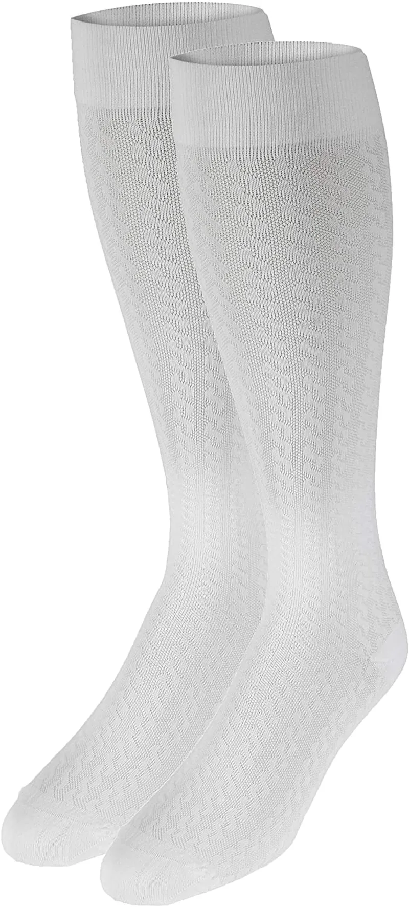 Truform Compression Socks, 15-20 mmHg, Women's Dress Socks, Knee High Over Calf Length, White Cable Knit, Large