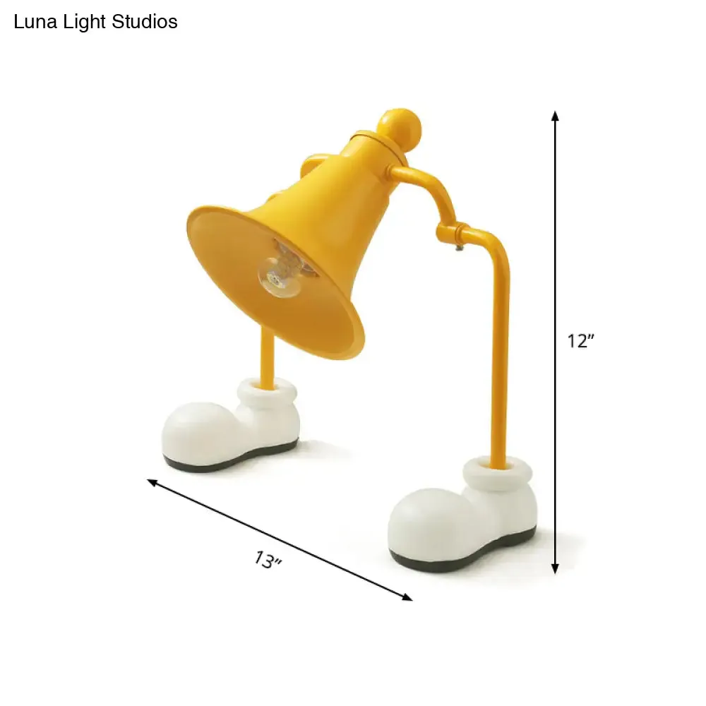 Trumpet Reading Light for Kids with Metal Frame and Yellow Finish - Single Bulb Study Lamp with Shoe-Shaped Base