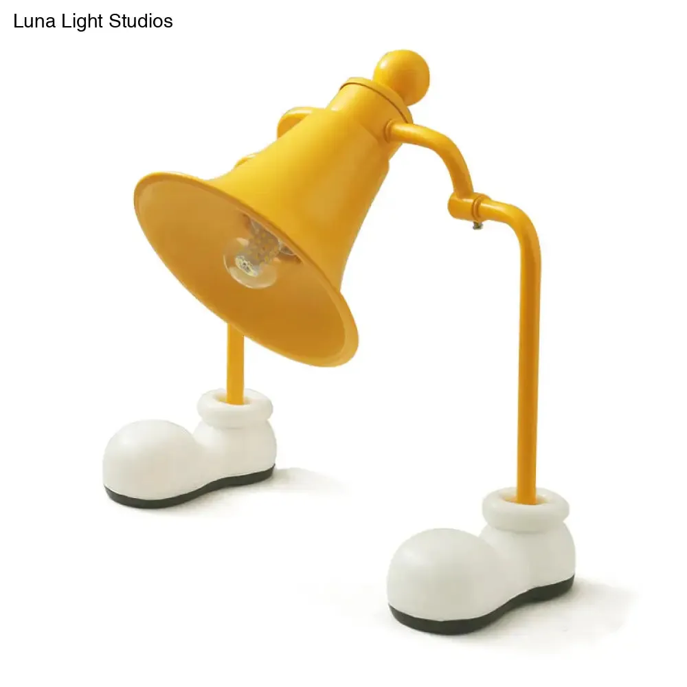 Trumpet Reading Light for Kids with Metal Frame and Yellow Finish - Single Bulb Study Lamp with Shoe-Shaped Base