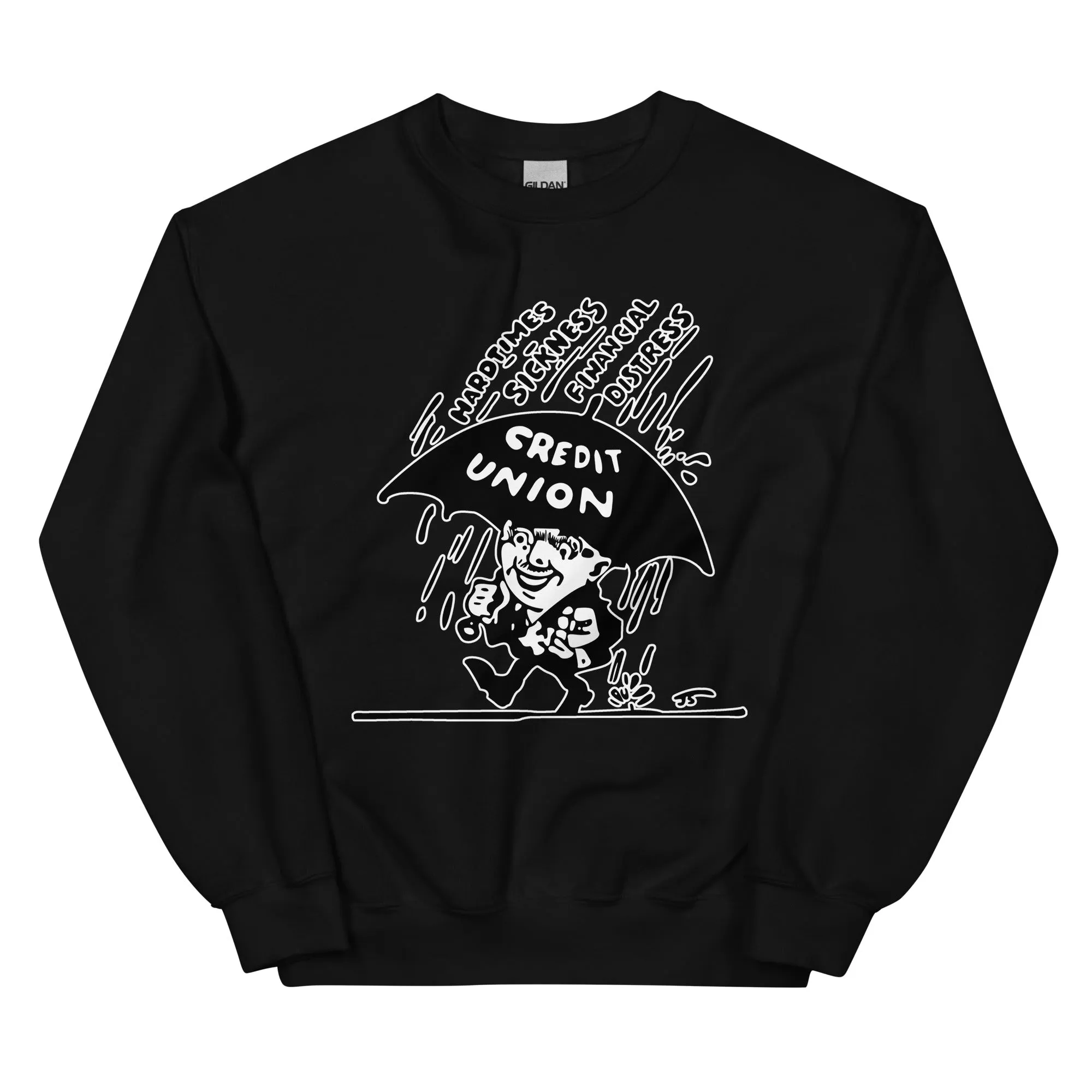 Umbrella Man Crewneck Sweatshirt (white outline) Full Logo