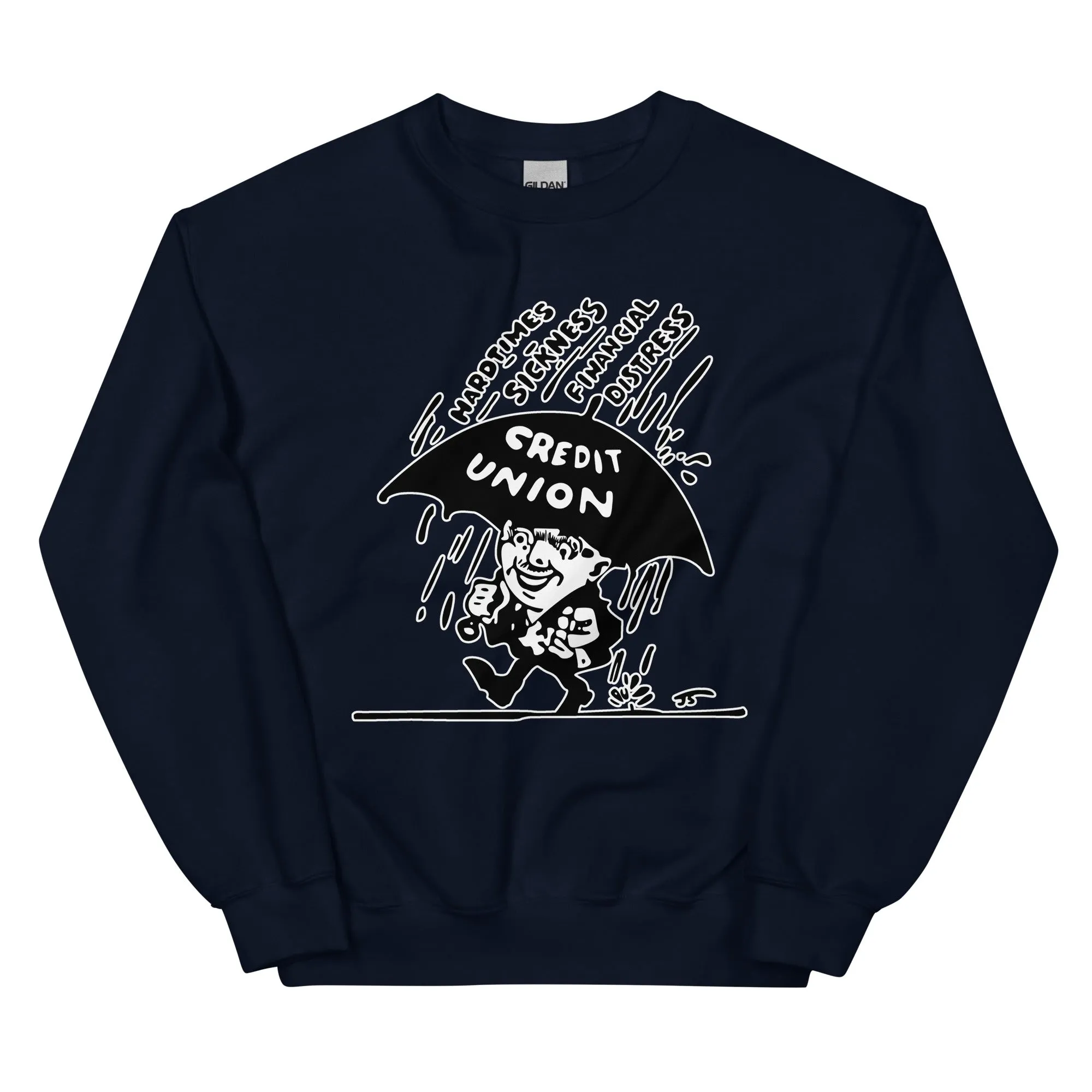 Umbrella Man Crewneck Sweatshirt (white outline) Full Logo