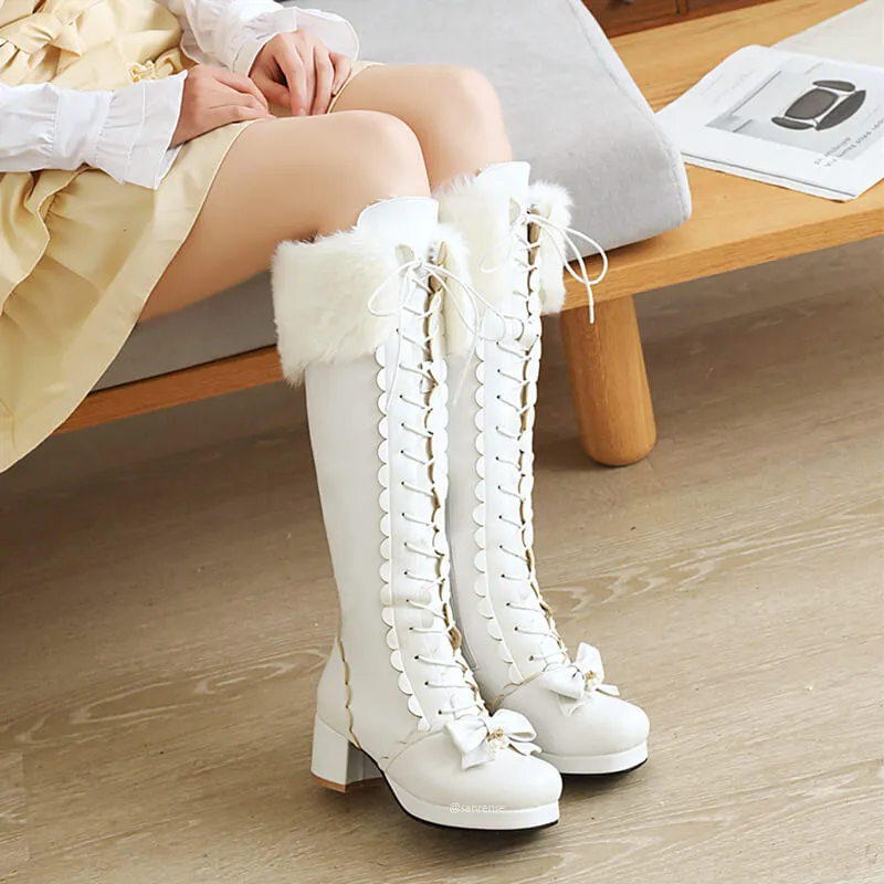 Uniwim Lolita Plush Bow Boots SE21346