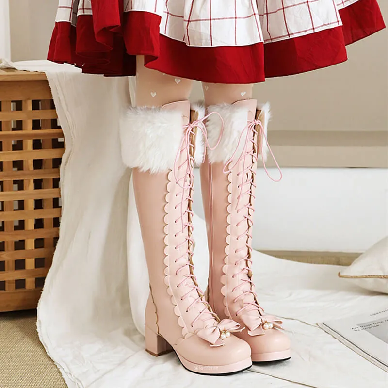 Uniwim Lolita Plush Bow Boots SE21346