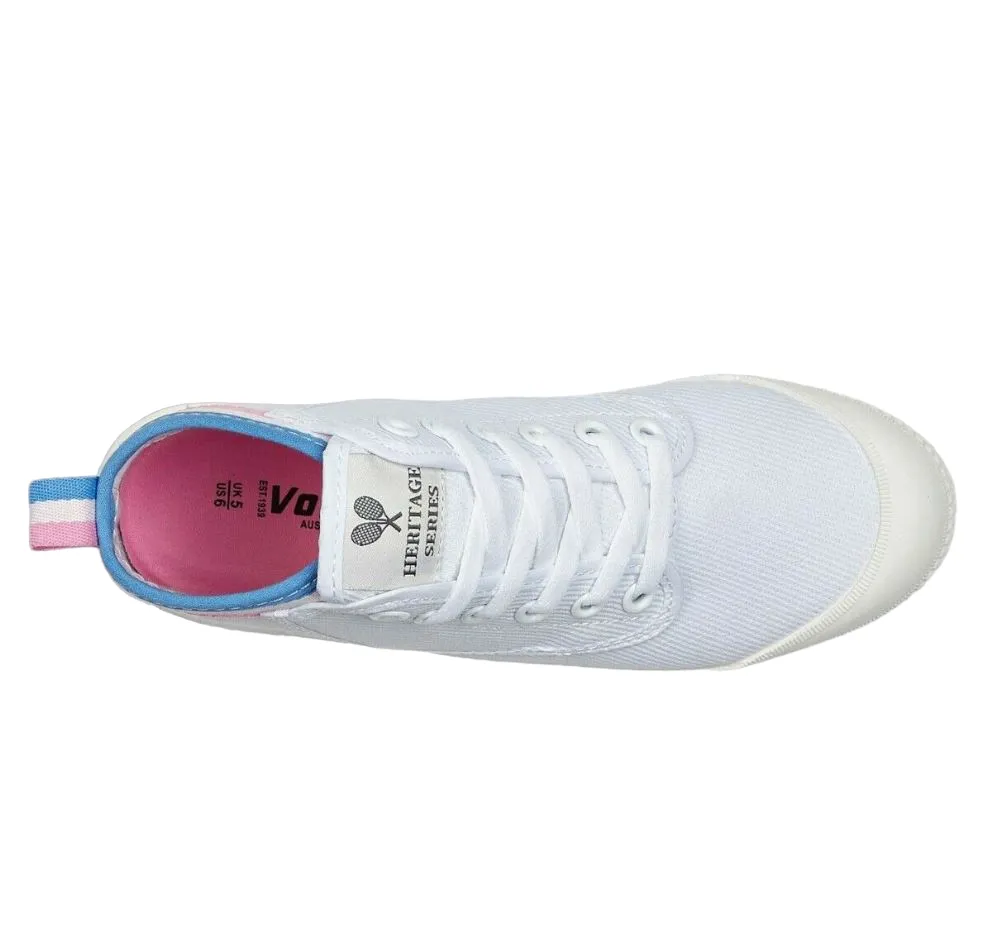 Volley Heritage Hi Leap Mens Womens Volleys Canvas Shoes - Pink-White-Blue