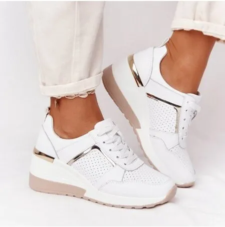 Wenkouban 2023 New Women Casual Shoes Height Increasing Sport Wedge Shoes Air Cushion Comfortable Sneakers Zapatos De Mujer