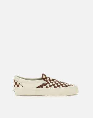 White and Brown Check Slip-On Trainers