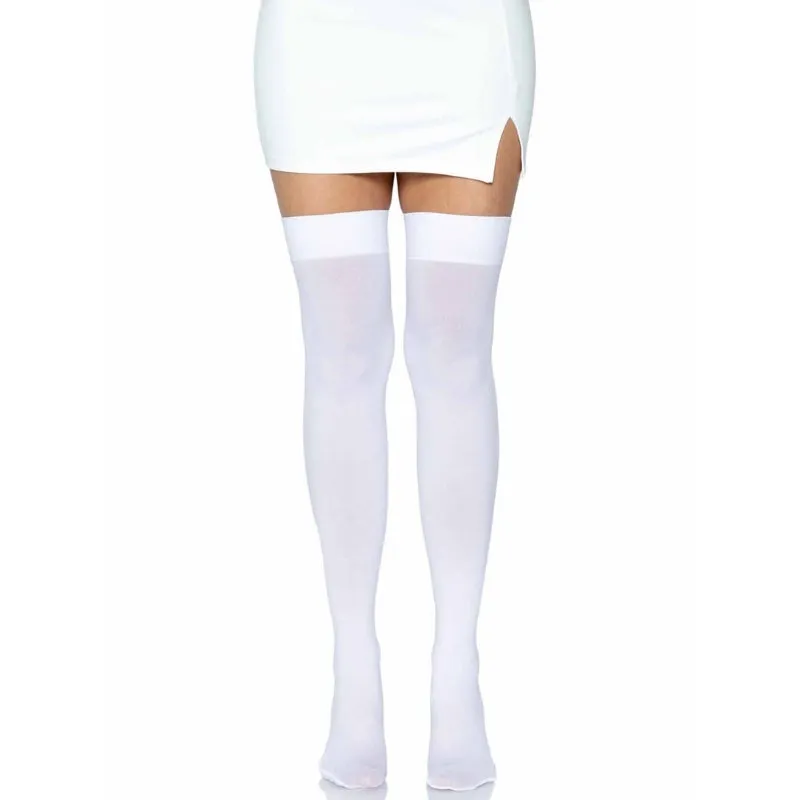 White Opaque Thigh Highs - Plus - Leg Avenue