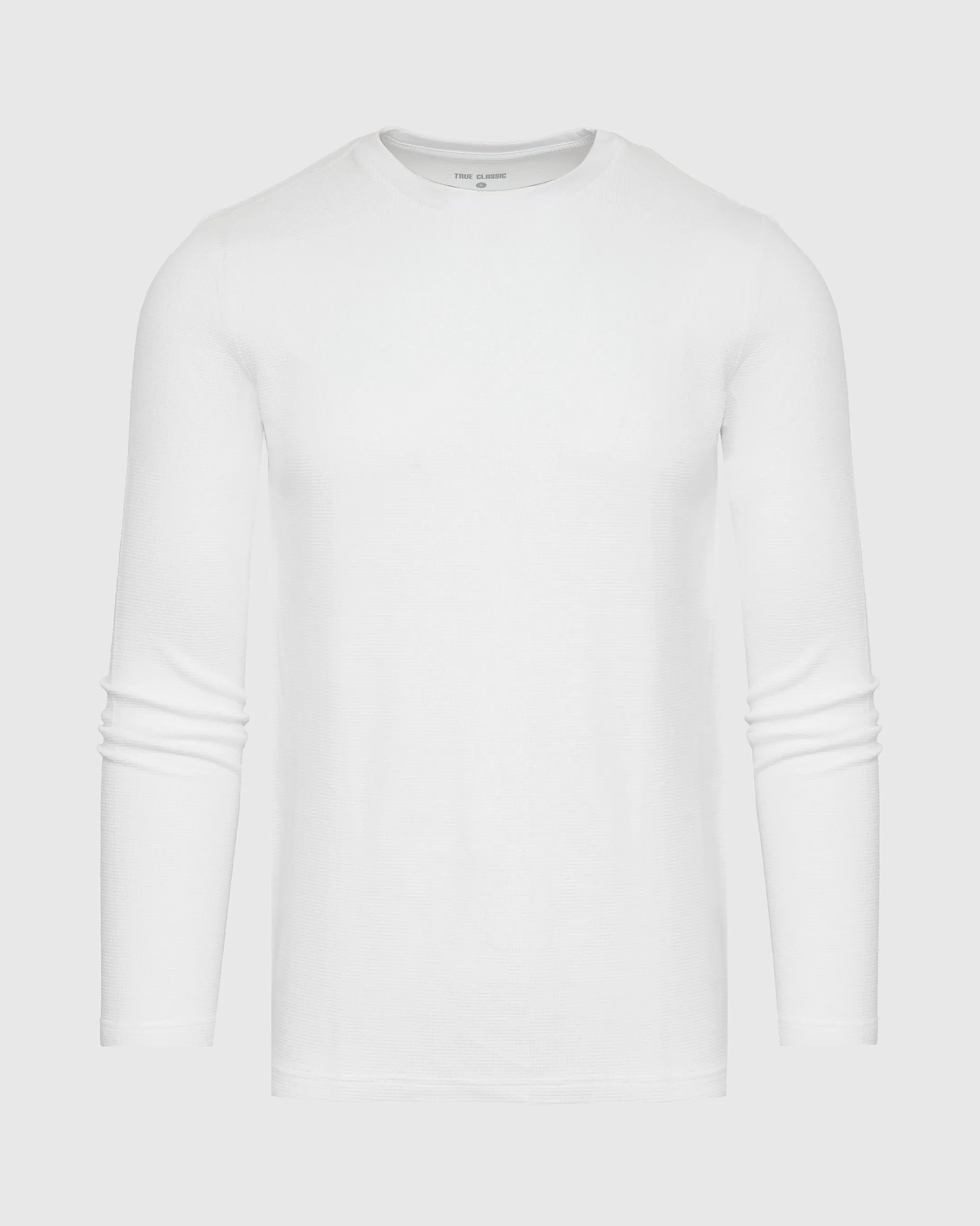 White Waffle Long Sleeve Crew Neck