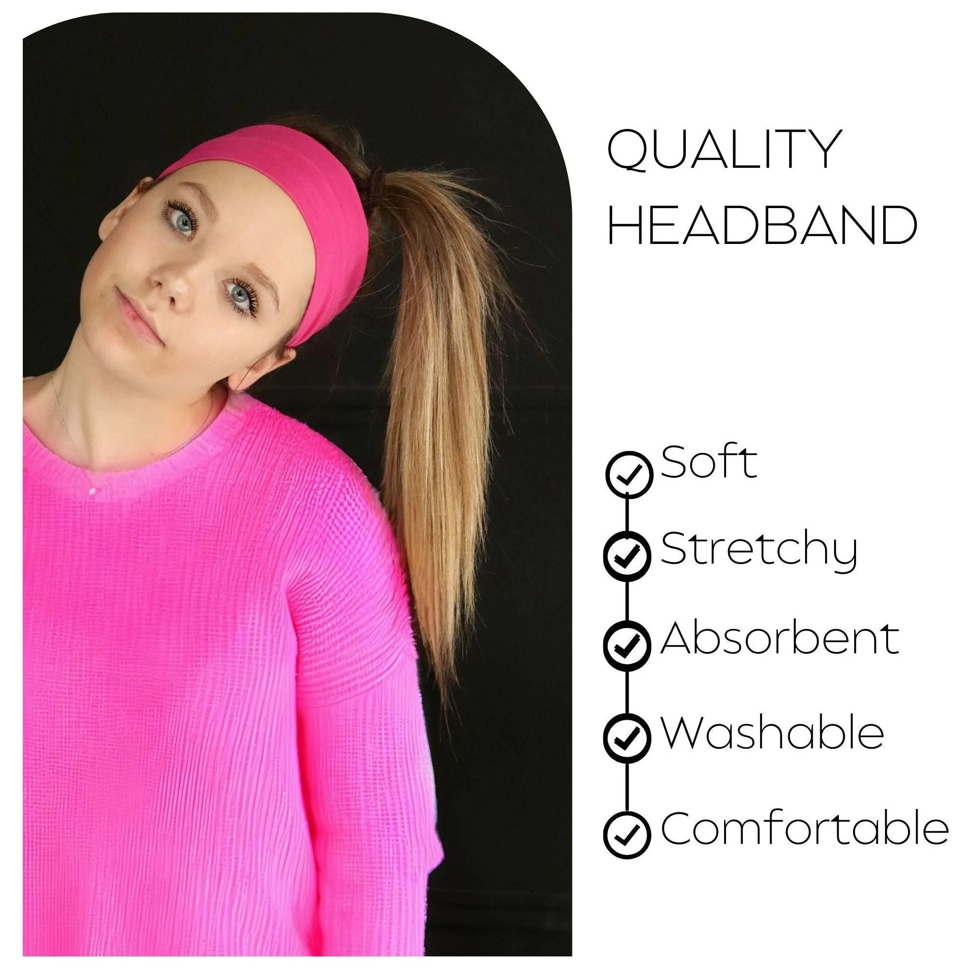 Wide Cotton Headbands Soft Stretch Headband Elastic Head Bands You Pick Colors & Quantities