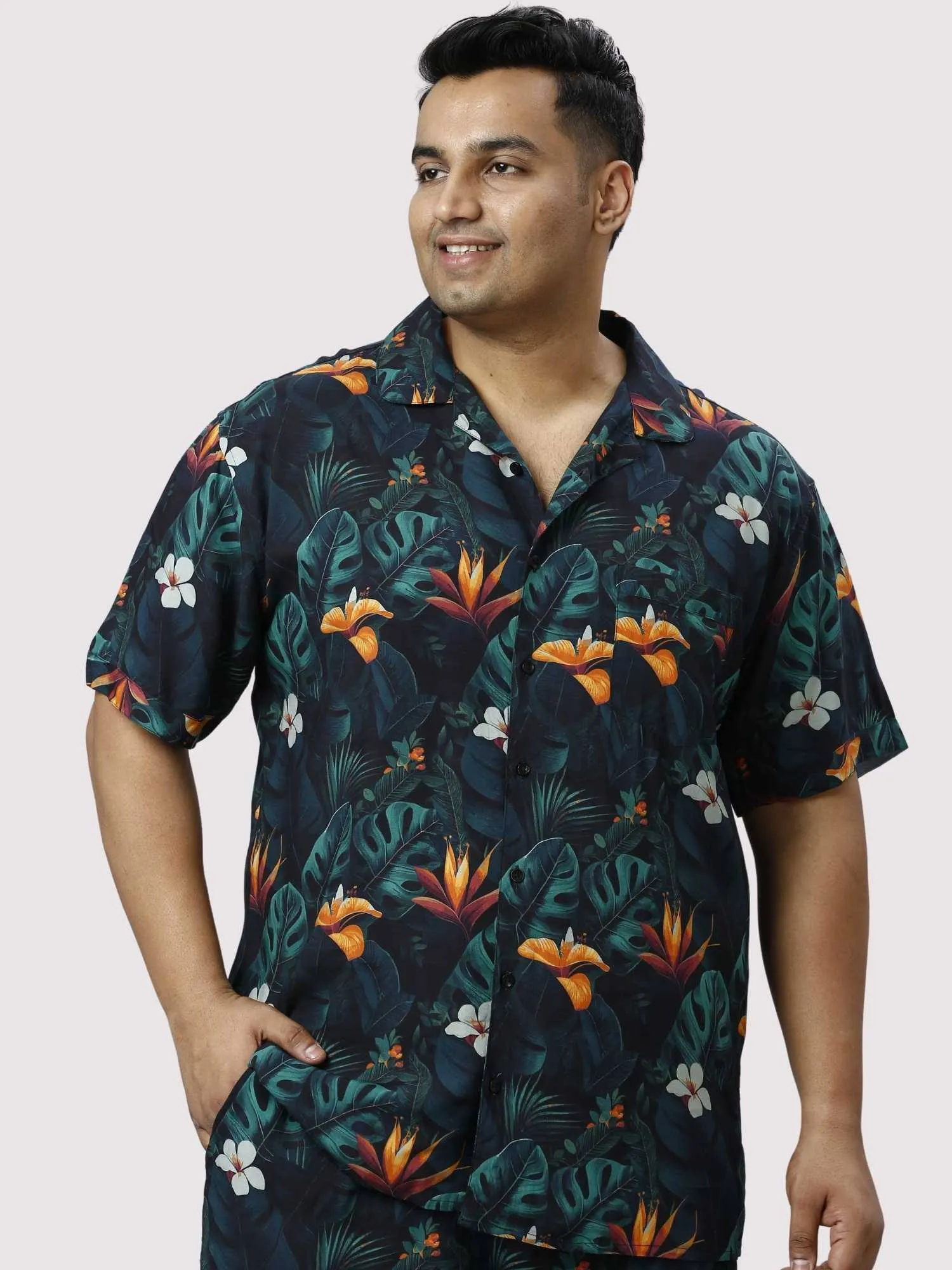 Wild Lush Digital Printed Half Co-ords Set Men's Plus Size