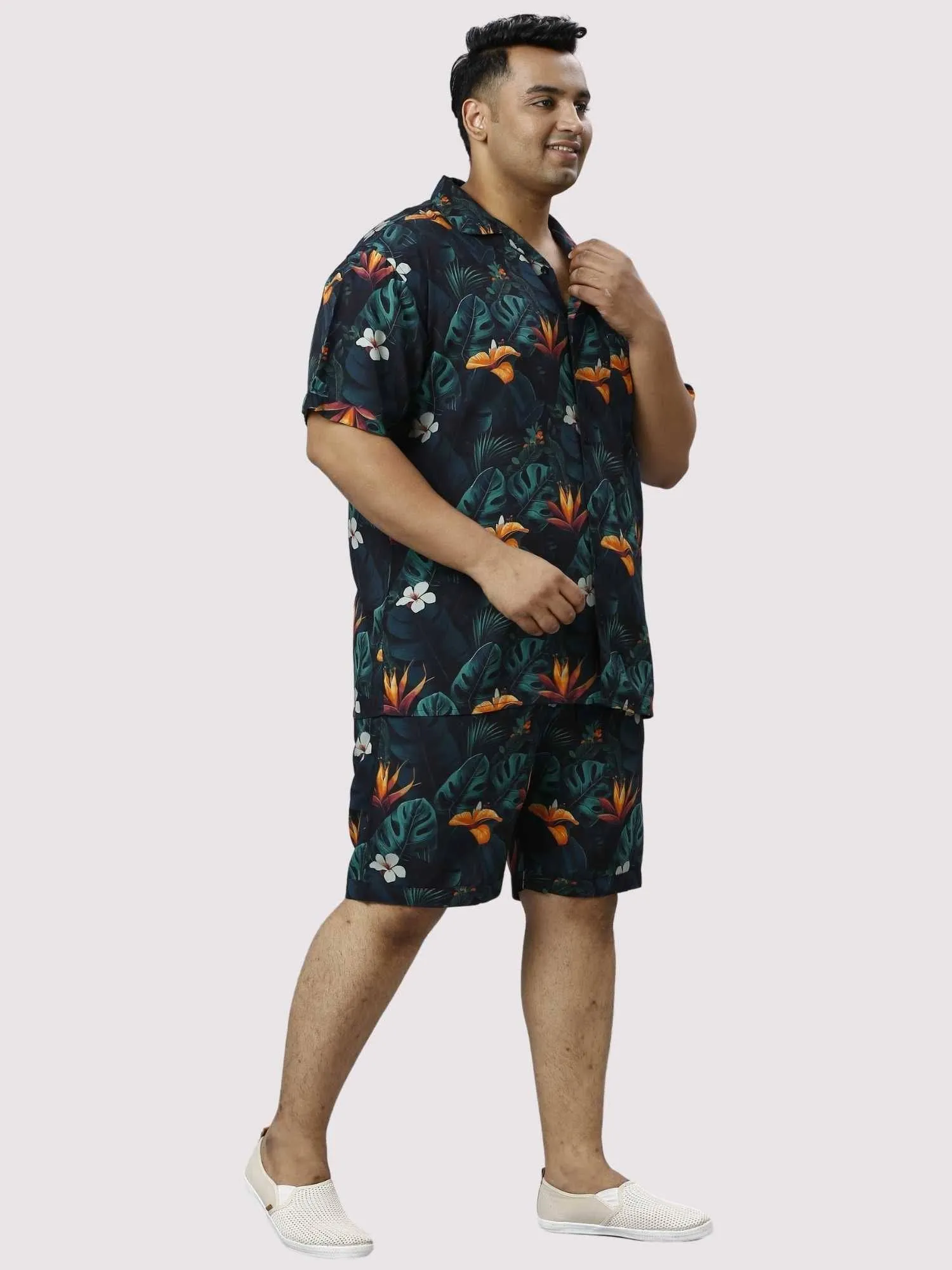 Wild Lush Digital Printed Half Co-ords Set Men's Plus Size