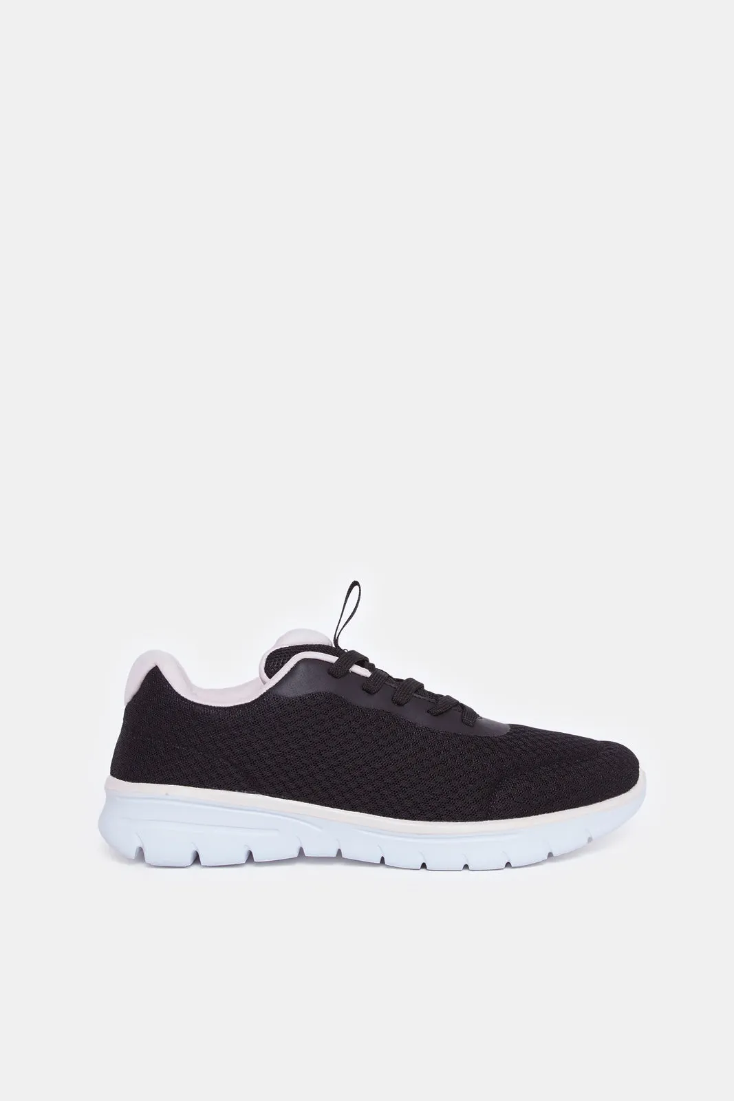 Women Black Lace Up Trainer