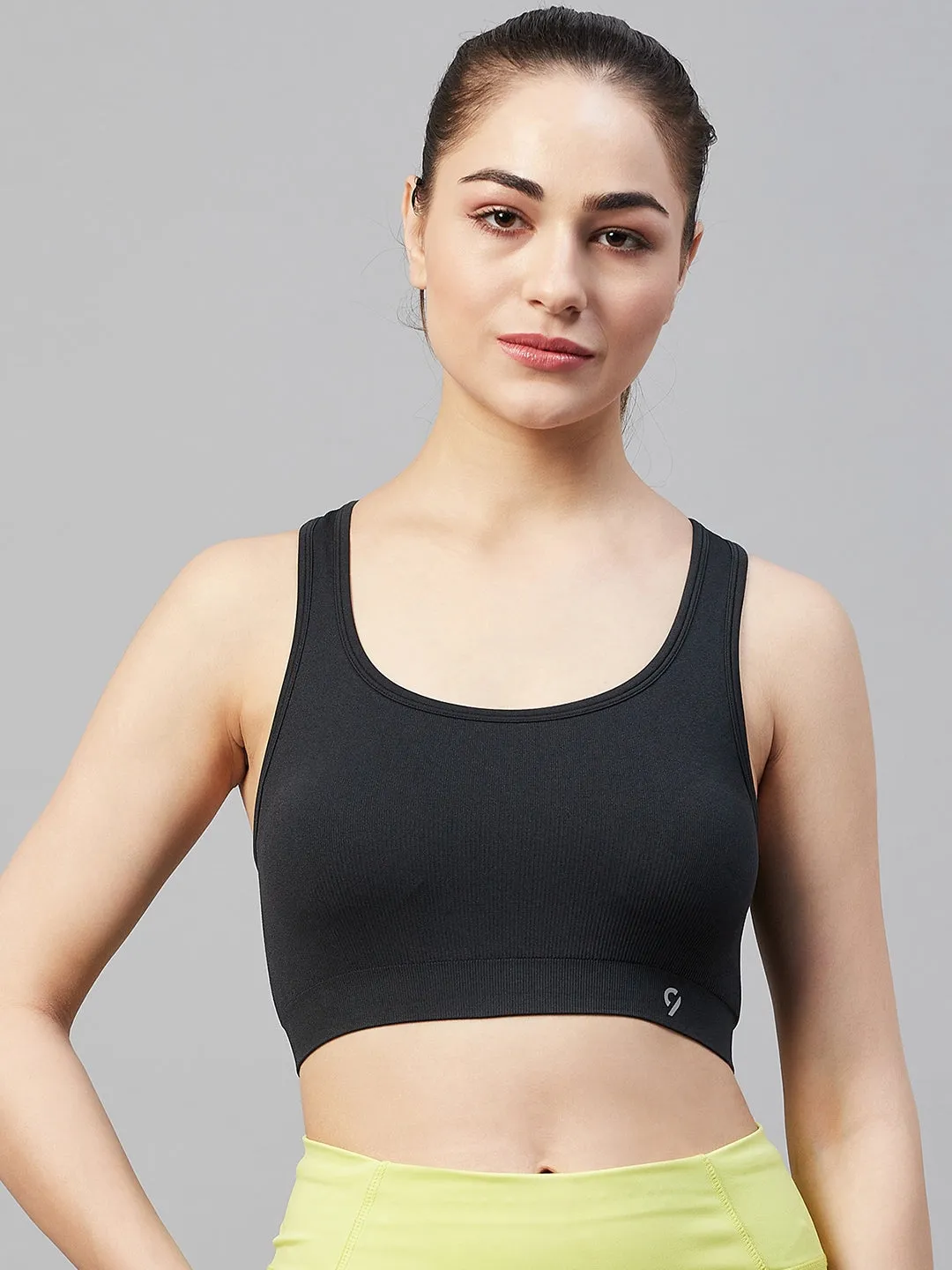 Women Black Sports Bra & Short Cord Set - Black