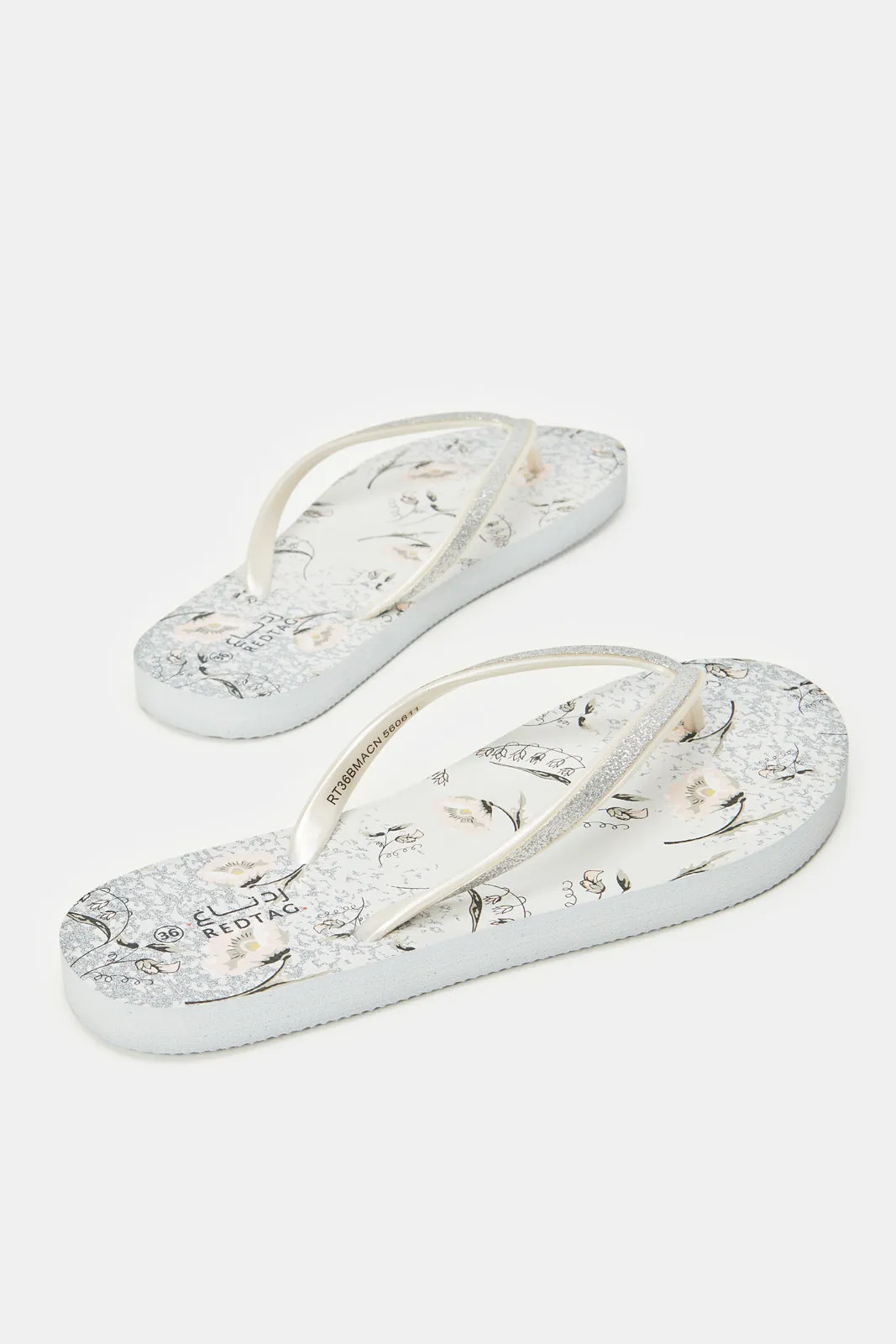 Women Grey Glitter Flip Flop