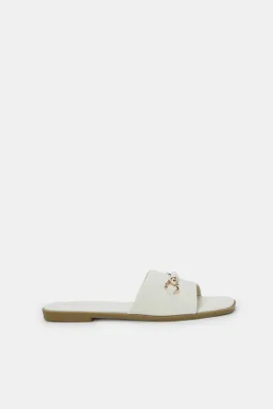 Women Ivory Sandal With Trim