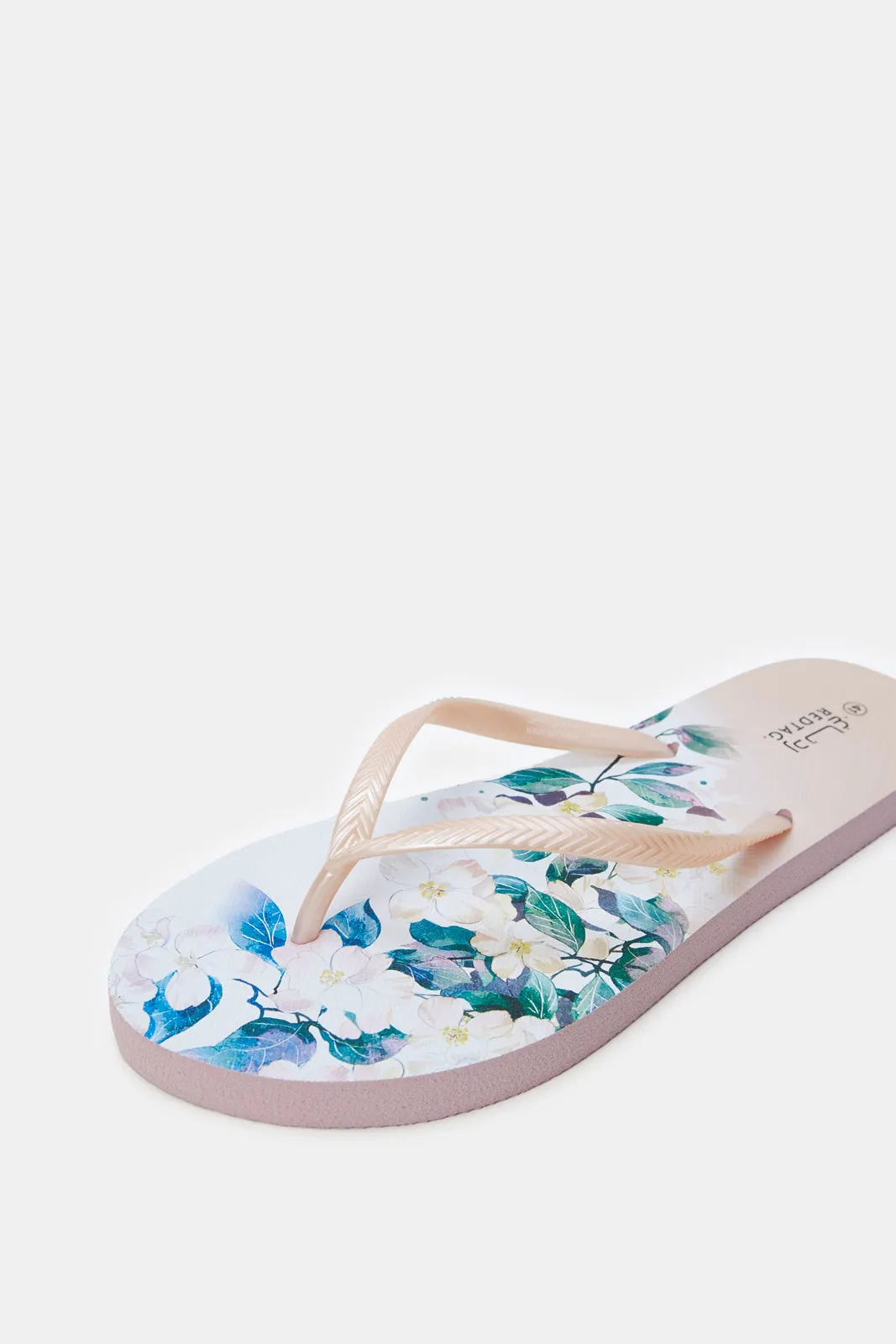 Women Pink Floral Flip Flop