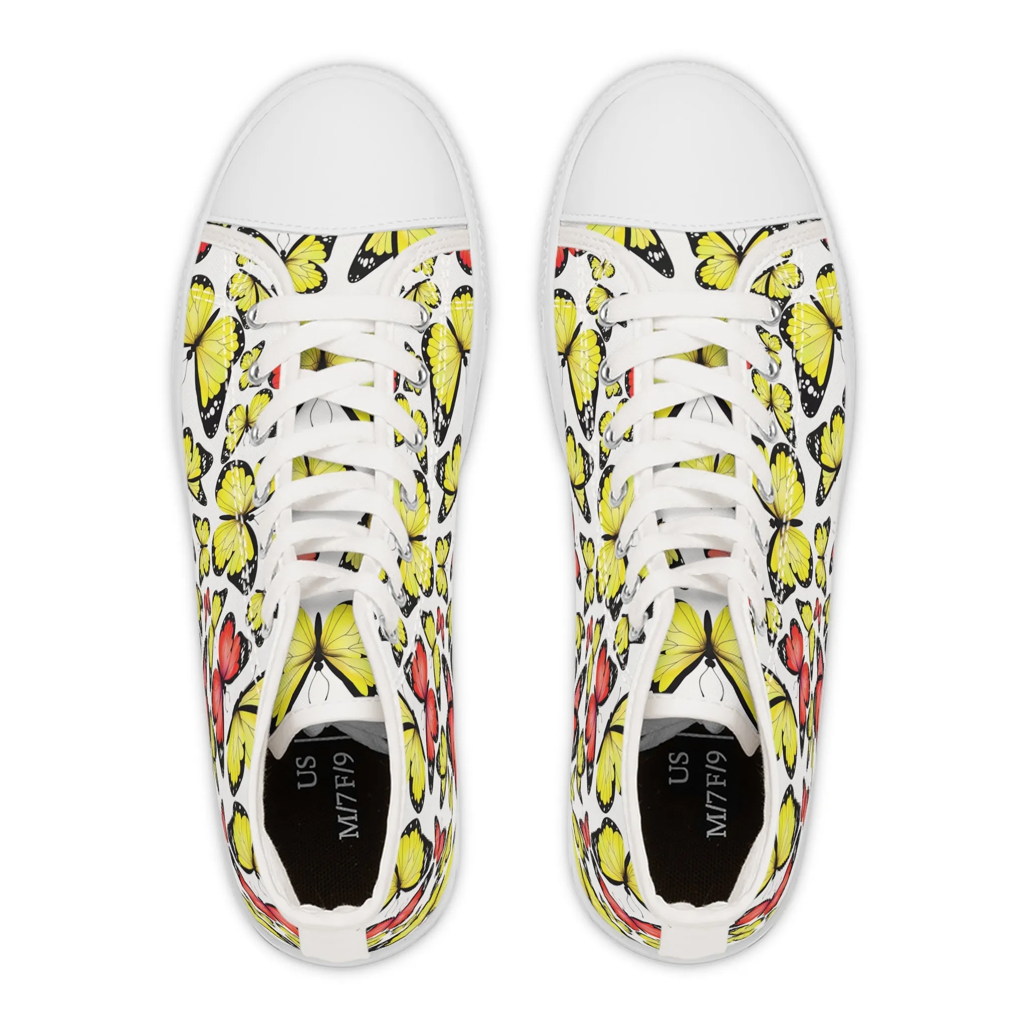 Yellow and Red Butterflies Women's High Top Sneakers