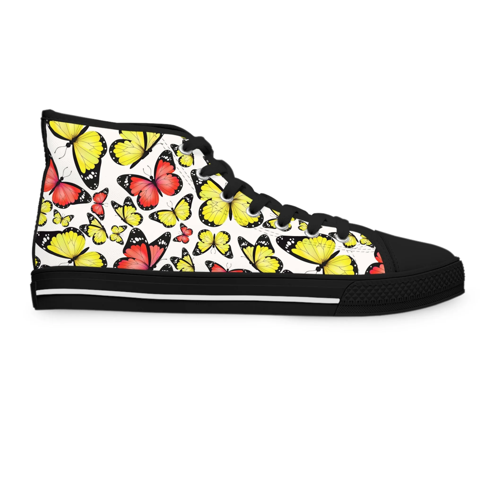 Yellow and Red Butterflies Women's High Top Sneakers