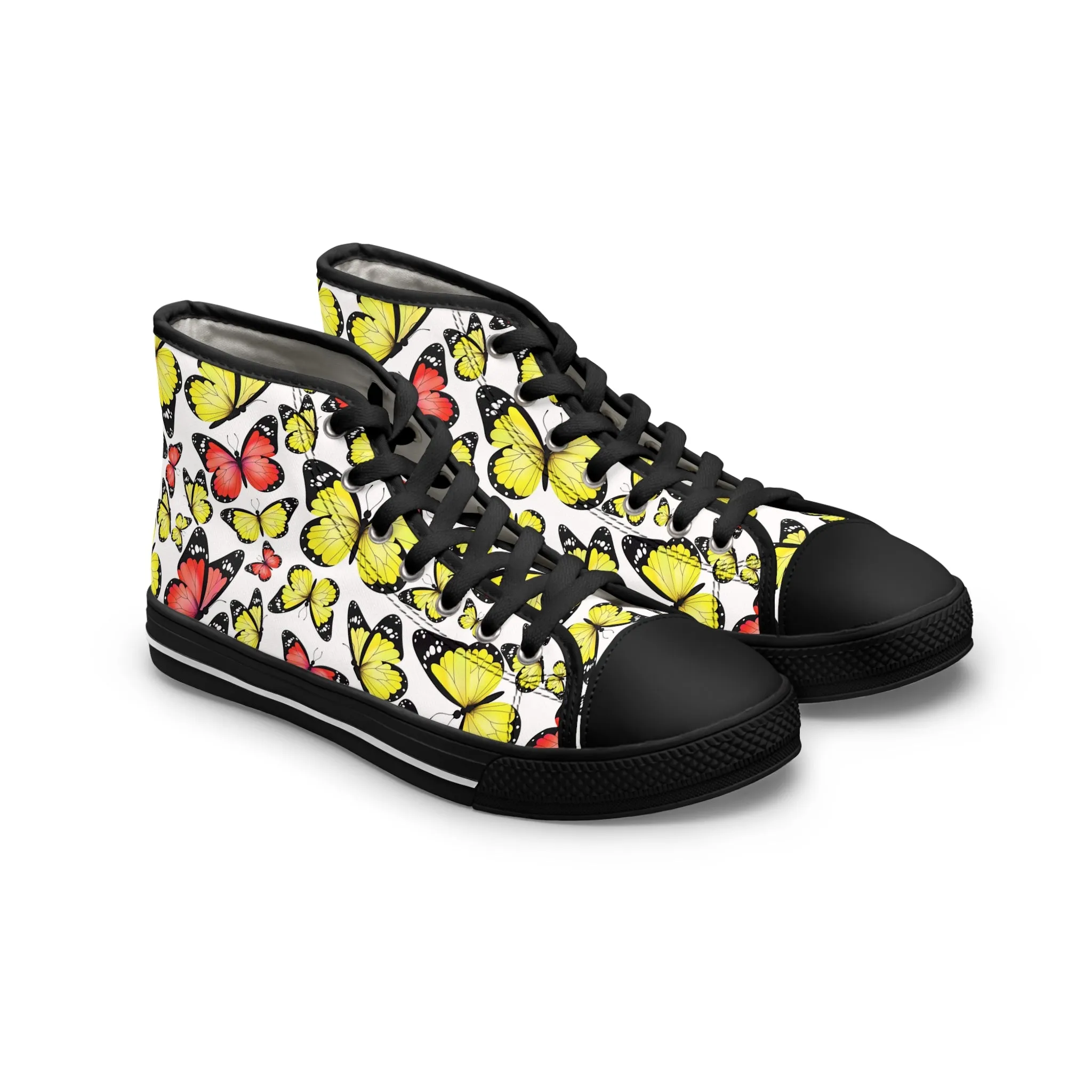 Yellow and Red Butterflies Women's High Top Sneakers