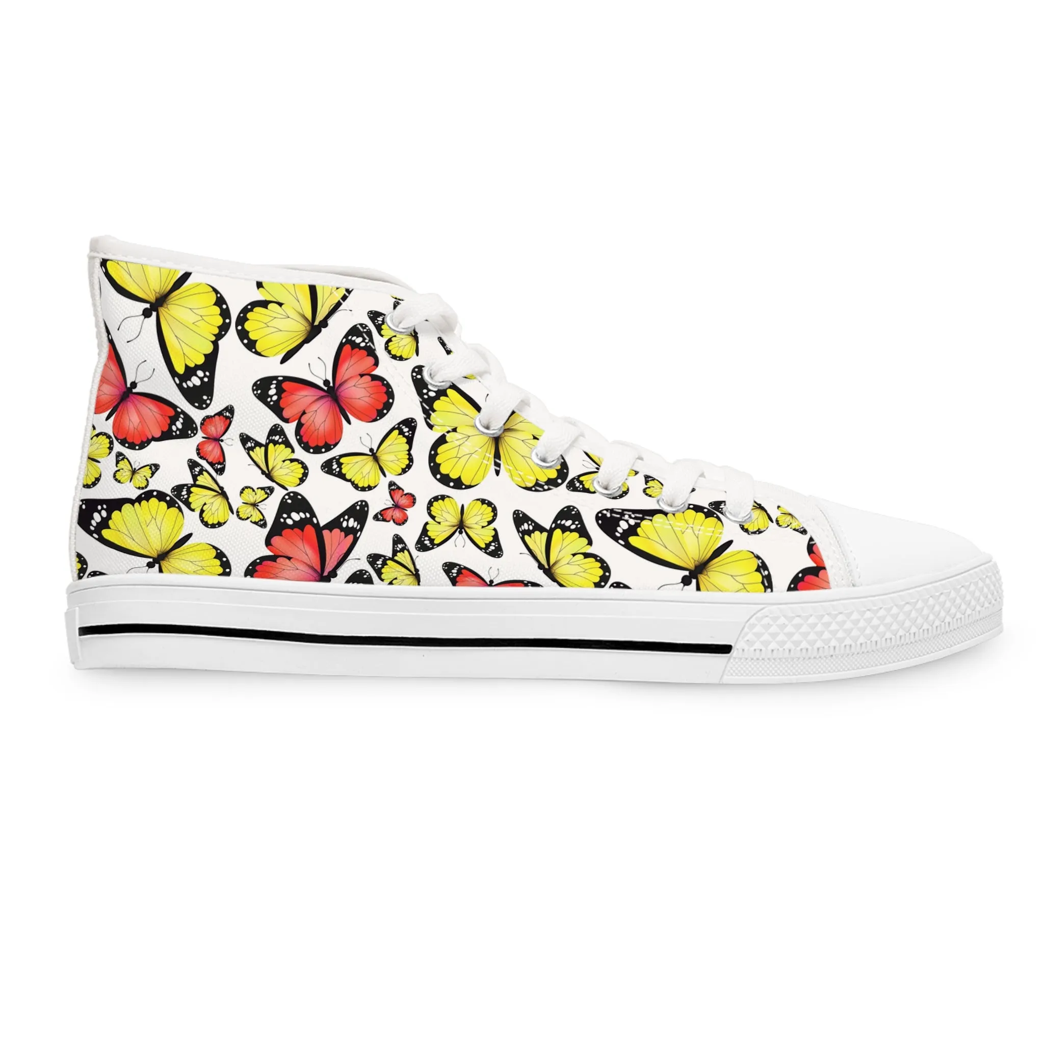 Yellow and Red Butterflies Women's High Top Sneakers