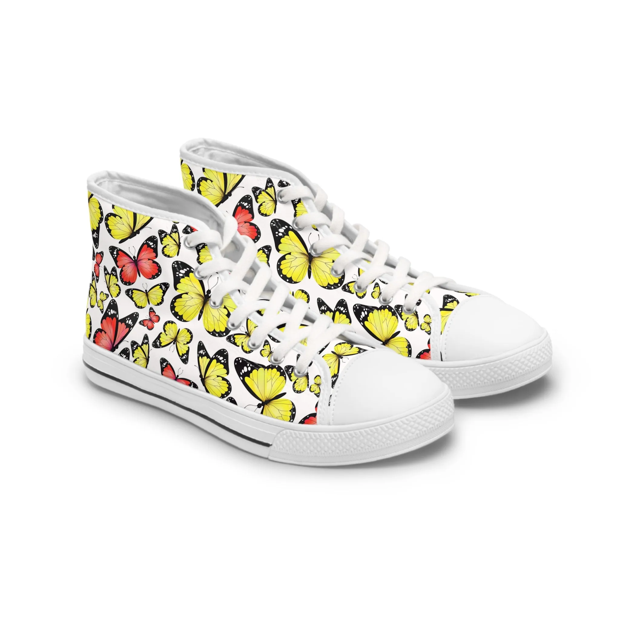 Yellow and Red Butterflies Women's High Top Sneakers