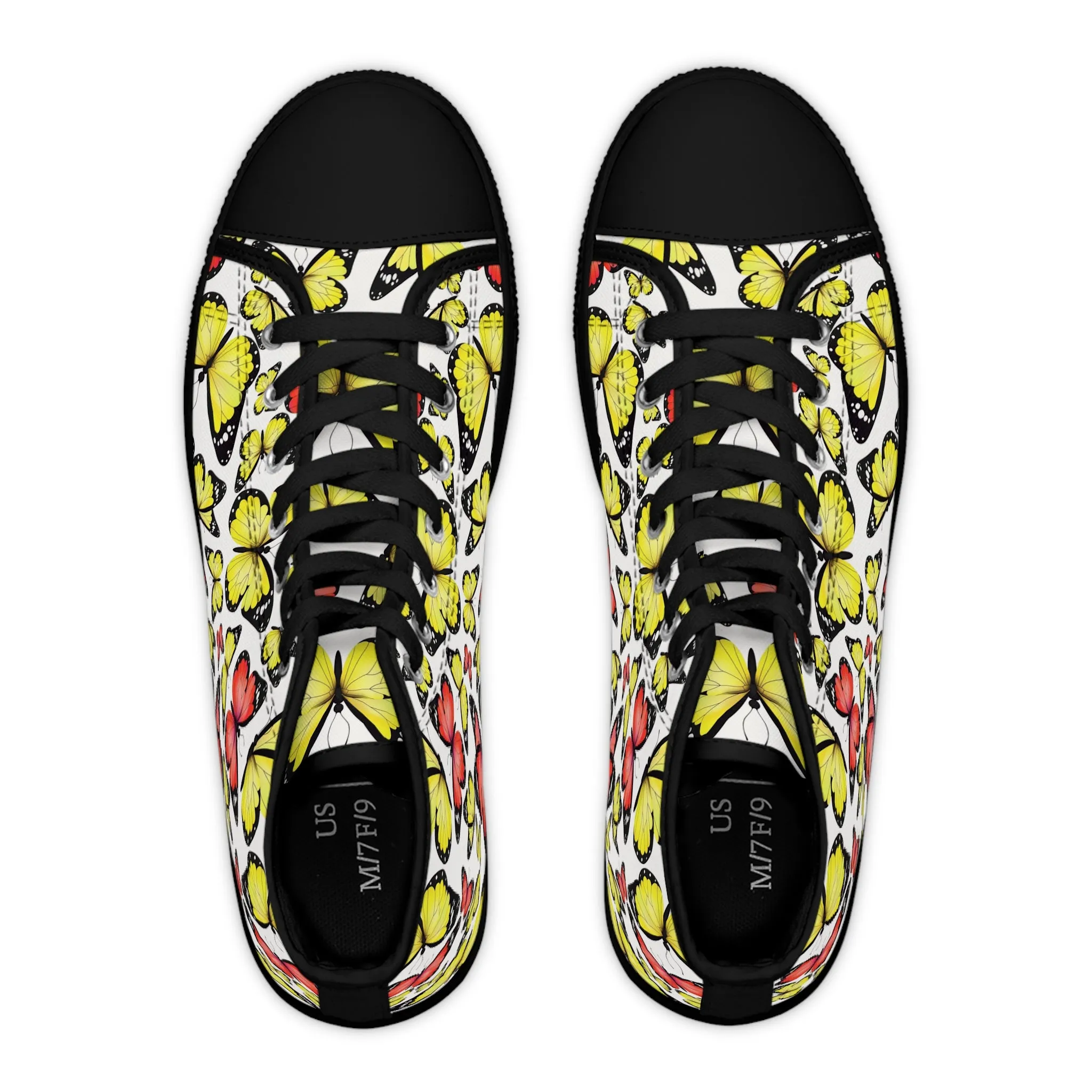 Yellow and Red Butterflies Women's High Top Sneakers